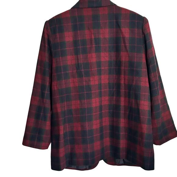 Sag Harbor Vintage Plaid Blazer 14 Red Blue Jacket Wool Academia Prep Old Money - Picture 3 of 4